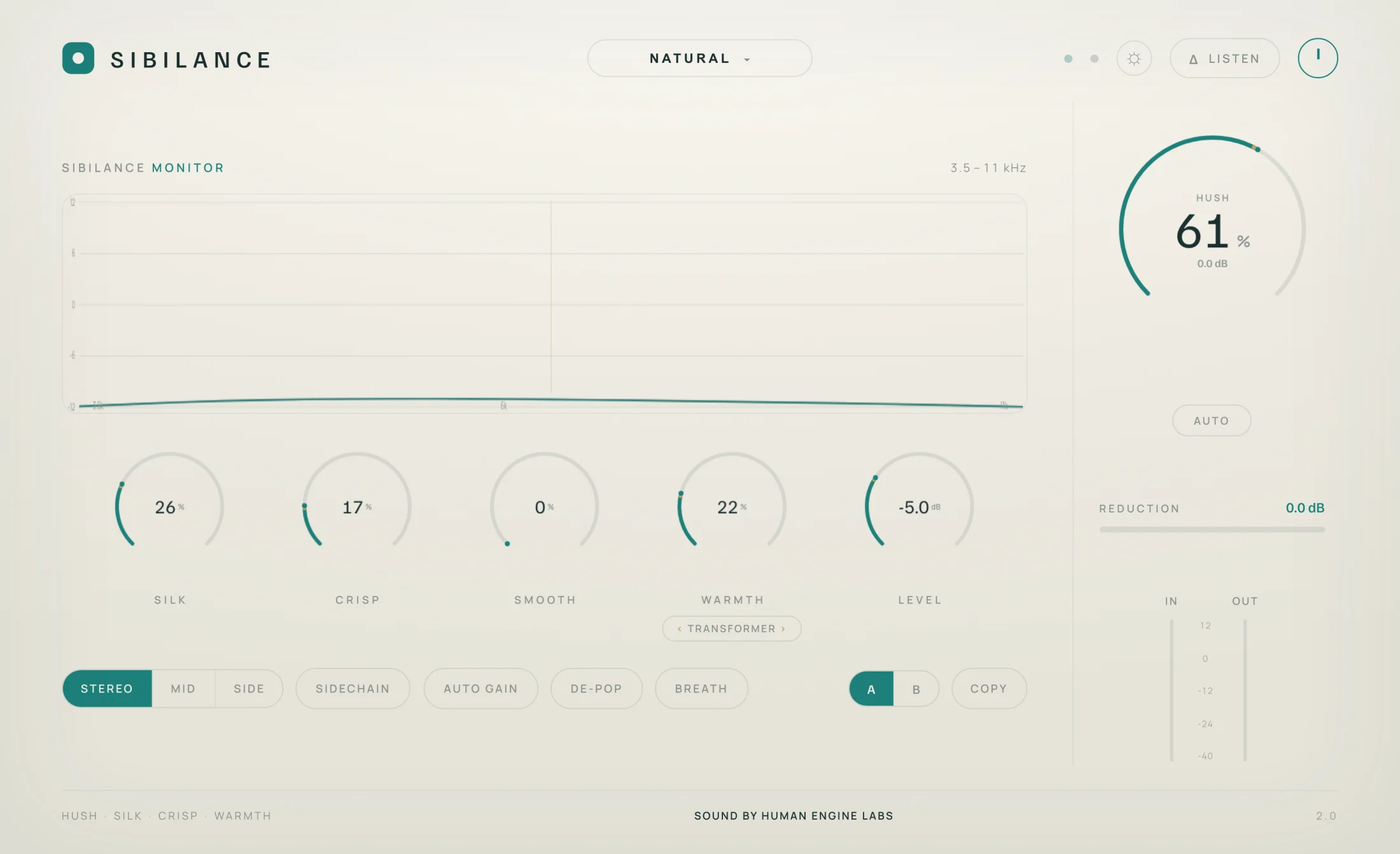 The Sibilance interface.