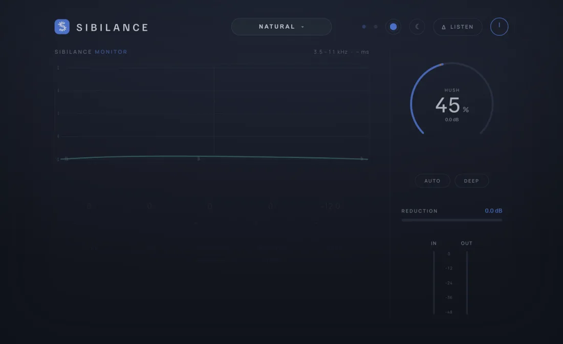 The Sibilance interface in the Cobalt skin, dark theme.