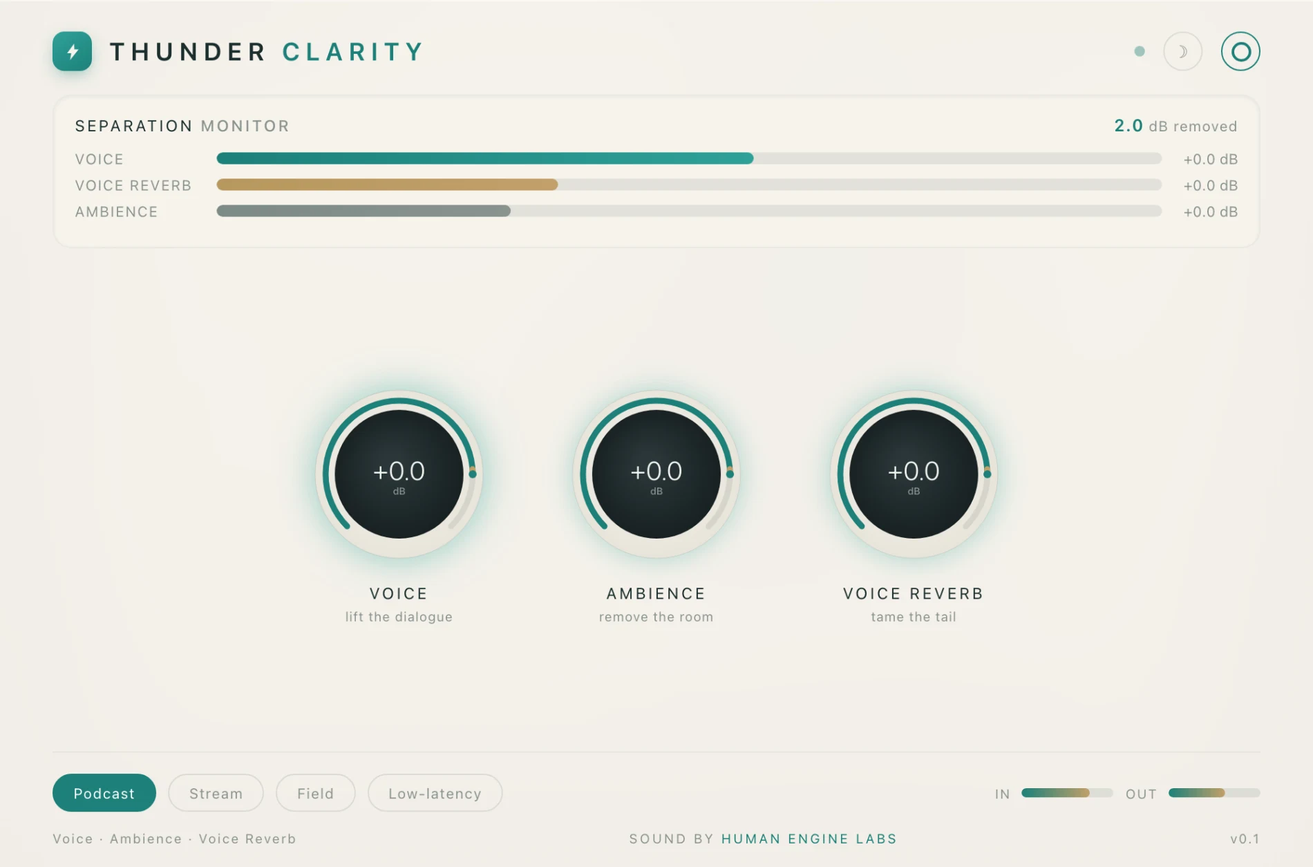 The Thunder Clarity interface.
